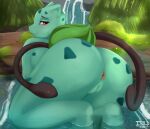  2021 anthro anus bite biting_lip biting_own_lip blue_body blue_perineum bulbasaur butt closed_smile dated eyelashes female generation_1_pokemon genitals isyld looking_at_viewer looking_back looking_back_at_viewer mouth_closed narrowed_eyes nintendo nude outside partially_submerged perineum pokemon pokemon_(species) presenting presenting_anus presenting_hindquarters presenting_pussy pussy rear_view red_eyes self_bite signature solo video_games waterfall 