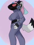  4_ears anthro breasts clothed clothing female fur hair machine multi_ear multicolored_body multicolored_fur multicolored_hair protogen solo sweater topwear trans_(lore) turtleneck unknown_artist xanion 