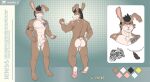  absurd_res animal_humanoid anthro arm_tattoo balls black_hair brown_body butt feet floppy_ears front_view genitals hair hi_res hindpaw humanoid krepht lagomorph lagomorph_humanoid leporid male male/male mammal mammal_humanoid model_sheet muscular muscular_anthro muscular_male nude nude_male paws penis piercing rabbit rear_view scar solo tattoo yellow_eyes 