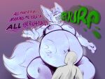  anon anthro belly belly_slap big_belly big_breasts breasts burping cosmic_hair duo ethereal_hair faceless_character faceless_male female female_pred horn human male male/female mamagen mammal neck_tuft open_mouth perspective rumbling_stomach sassylebraix sharp_teeth simple_background slap slapping_own_belly slapping_self teeth text thick_thighs tuft vore 