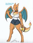  absurd_res anthro big_breasts blush breasts charizard charl choker cleavage clothed clothing fan_character female generation_1_pokemon hi_res jewelry necklace nintendo pace-maker pokemon pokemon_(species) smoking solo thick_thighs video_games 