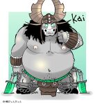  2022 absurd_res anthro belly big_belly bottomwear bovid bovine clothing dreamworks grey_body hi_res humanoid_hands kai_the_collector kemono kung_fu_panda loincloth m2vcjtad5hsdvla male mammal moobs navel nipples overweight overweight_male solo weapon 
