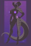  abs anthro areola black_body black_scales breasts cobra fangs female genitals glowing hi_res lana_grayscale_(pancakesman) long_tail muscular muscular_anthro nipples nude pose purple_eyes pussy reptile scales scalie snake standing wmdiscovery93 