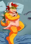  2022 after_sex anthro back_muscles bowser bracelet brown_hair butt chubby_anthro chubby_male collar duo embrace eyes_closed facial_hair green_body hair hi_res holding_partner horn hug human human_on_anthro interspecies intimate jewelry koopa larger_anthro larger_male luigi male male/male mammal mario_bros multicolored_body mustache nintendo nude red_hair romantic romantic_couple scalie shell signature size_difference sleeping smaller_human smaller_male spiked_bracelet spiked_collar spiked_shell spikes spikes_(anatomy) thevoidwalker video_games yellow_body 
