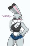  anthro blush bottomwear clothing container cup disney drinking female hi_res hotpants judy_hopps pace-maker shirt shorts small_waist solo tank_top thick_thighs topwear wide_hips zootopia 