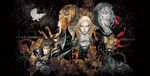  absurdres alucard artistic bird blonde_hair castlevania dracula highres kojima_ayami konami long_hair maria_renard official_art owl painting pale_skin richter_belmondo richter_belmont vampire white_hair 