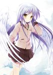  angel_beats! blazer blue_hair highres jacket long_hair mycstea school_uniform solo tenshi_(angel_beats!) twintails wings 