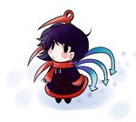  ahoge asymmetrical_wings blue_wings blush_stickers chibi houjuu_nue purple_hair red_wings scarf solo touhou wings winter_clothes yume_shokunin 