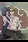  blue_hair e-nat konan naruto orange_hair pain_(naruto) pein piercing sitting sitting_on_lap 