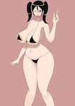  bikini breasts glasses hinata_aki keroro_gunsou large_breasts milf nipples saikojeni smile swimsuit wink 