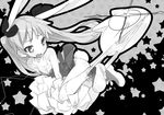  animal_ears bare_shoulders blush bunny_ears bunny_tail cat cheerleader collarbone embarrassed greyscale hair_ribbon hiiragi_kagami long_hair lucky_star monochrome multiple_girls nyamou panties panty_pull pleated_skirt pom_poms ribbon skirt so_note star symbol-shaped_pupils tail tsurime twintails underwear 