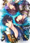  1girl 2boys armor black_hair character_request eyes_closed female itama lying male mouri_motonari multiple_boys purple_eyes sengoku_musou sengoku_musou_3 short_hair tachibana_ginchiyo tachibana_muneshige 