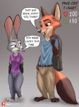  absurd_res anthro canid canine clothing disney duo female fox hi_res judy_hopps lagomorph leporid link6432 male male/female mammal nick_wilde zootopia 
