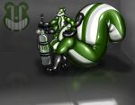  3_toes 4_arms anthro balls big_balls big_penis big_tail black_arms black_legs black_nose black_penis canister digital_drawing_(artwork) digital_media_(artwork) erection evilfoxyfull eyeless feet genitals green_balls green_ears green_penis hi_res holding_penis holding_tube humanoid_genitalia humanoid_penis latex logo long_tail male mammal markings mephitid multi_arm multi_limb penis reflective_floor rubber rubber_body rubber_creature skunk smile solo striped_balls striped_body striped_genitalia striped_markings striped_penis striped_tail stripes tail_markings toes white_balls white_penis white_stripes white_tail xander 