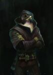  aarakocra_(dnd) animal_humanoid anthro avian avian_humanoid bird crossed_arms dagger falcon falconid hi_res humanoid melee_weapon painting_(artwork) pathfinder peregrine_falcon portrait rogue traditional_media_(artwork) voidbrush weapon 