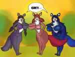  anthro bianca_(sheep_and_wolves) blue_body blue_fur blue_hair braided_hair breasts canid canine canis female fur genitals group hair hi_res jungle leah_(sheep_and_wolves) mammal nonspringbonniefan5 nude orange_body orange_fur orange_hair pigtails purple_body purple_fur purple_hair pussy sarabi_(sheep_and_wolves) sheep_and_wolves trio wizart_animation wolf 