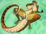  anthro big_breasts blue_eyes breasts brown_body brown_scales claws cobra female genitals glistening glistening_body green_body green_scales hi_res long_tail nipples non-mammal_breasts nude pussy reclining reptile scales scalie simple_background smile snake solo spread_legs spreading thick_thighs twistedteeth 