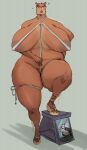  anthro big_breasts breasts brown_body brown_fur capybara caviid clothing curvy_figure female footwear fur hi_res high_heels huge_breasts hyper hyper_breasts mammal mostly_nude overweight overweight_anthro overweight_female platform_footwear platform_heels rodent simple_background small_head solo thick_thighs twistedteeth voluptuous whiskers 