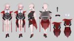  1girl belt black_footwear black_jacket black_shorts covered_navel grey_background grey_eyes halo high-waist_shorts high_heels highres indie_virtual_youtuber jacket jacket_partially_removed long_hair looking_at_viewer micro_shorts multiple_halos multiple_views nemesis_(vtuber) o-ring_belt off_shoulder pink_hair red_jacket reference_inset shirt shoes short_shorts shorts simple_background skirt socks standing two-sided_fabric two-sided_jacket white_belt white_shirt white_socks whitem_(whiteemperor2020) 