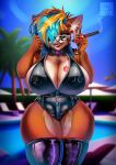  activision anthro big_breasts breasts crash_bandicoot_(series) djpuppeh female fur hi_res kiss_mark lipstick makeup pirate_tawna solo tawna_bandicoot thick_thighs video_games wide_hips 