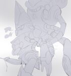  anal anal_penetration blush blush_lines breathing capcom cephalopod coleoid decapodiform ejaculating_cum ejaculation_while_penetrated eye_roll genitals greyscale launch_octopus machine male male/male marine mega_man_(series) mega_man_x_(series) mollusk monochrome octopodiform octopus penetration penis reploid restrained robot tentacles video_games volt_kraken 
