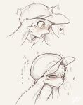  1boy animal_ears blush commentary_request fur furry furry_male hat heart heavy_breathing kaze_no_klonoa klonoa long_hair looking_at_viewer male_focus monochrome open_mouth saliva shourin_bonzu sketch tongue tongue_out yellow_eyes 
