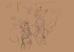 2022 anthro bodily_fluids breasts bucket buckteeth cassidy_volt_(swordfox) cleavage cleft_tail clothed clothed_female clothing container cross-popping_vein curled_tail duo exclamation_point fallout:_pca female furry_breasts generation_1_pokemon generation_4_pokemon mammal mouse murid murine naturally_censored nintendo nipple_tuft outside pachirisu pictographics pikachu pokemon pokemon_(species) pokemorph post-apocalyptic question_mark riley_(s-nina) rodent s-nina scientific_instrument sciurid simple_background sitting sketch speech_bubble sun sweat teeth thermometer topless topless_female tuft video_games 