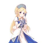  blonde_hair blue_headwear gloves holding holding_sword holding_weapon long_hair looking_ahead looking_at_viewer official_art princess_connect! sword transparent_background weapon white_gloves yukari_(princess_connect!) 