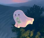  :&lt; blush commentary dollar_bill english_commentary floating foliage full_body geneva_bowers ghost holding holding_money money no_humans o_o object_hug outdoors 