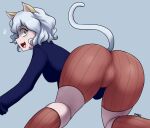  animal_humanoid big_butt breasts butt cat_tail chimera_ant clothing dako digital_drawing_(artwork) digital_media_(artwork) eyelashes felid felid_humanoid feline feline_humanoid female fur hair hi_res humanoid hunter_x_hunter looking_at_viewer looking_back mammal mammal_humanoid neferpitou simple_background solo suggestive suprised_look white_body white_fur white_hair yellow_eyes 