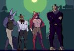  abs anthro bandage barazoku bear belt biceps blue_body blue_fur bow_tie brown_body brown_fur canid canine clothed clothing crossed_arms detailed_background digital_media_(artwork) feet five_nights_at_freddy&#039;s five_nights_at_freddy&#039;s_4 fox fur hat headgear headwear hook lagomorph leporid long_ears looking_at_another looking_at_partner looking_at_viewer male male/male mammal musclebear muscular nightmare_bonnie_(fnaf) nightmare_foxy_(fnaf) nightmare_fredbear_(fnaf) nightmare_freddy_(fnaf) nipples partially_clothed pecs pinumontbalou pixel_(artwork) rabbit red_body red_fur scar scottgames shirt shirtless short_pants sleeveless_shirt solo topwear ursid ursine video_games white_clothing white_shirt white_topwear yellow_body yellow_fur 