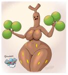  big_breasts breasts featureless_breasts featureless_crotch female generation_2_pokemon hi_res latiar nintendo not_furry pokemon pokemon_(species) simple_background sudowoodo thick_thighs video_games 