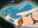  1girl bikini blue_eyes breasts female gradient gradient_background green_hair long_hair lum solo swimsuit urusei_yatsura 