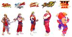  90s bengus blonde_hair capcom comparison crmk dougi evolution eyebrows fighter game highres illustration karate karate_gi ken_masters lace long_hair male male_focus martial_arts mean muscle muscles official_art street_fighter street_fighter_1 street_fighter_ii street_fighter_iii street_fighter_iv street_fighter_zero 