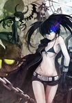  2girls 4girls absurdres black_hair black_rock_shooter black_rock_shooter_(character) blue_eyes dead_master dress gloves green_eyes haimerejzero high_heels highres horns long_hair multiple_girls red_eyes shorts star stars sword twin_tails twintails weapon 