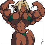  aisha_clanclan biceps breasts dark_skin extreme_muscles flex flexing large_breasts lowres muscle muscles muscular muscular_female outlaw_star pose 