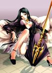  black_hair breasts cleavage garter_belt knights_of_the_zodiac lowres lying pandora_(saint_seiya) polearm saint_seiya saint_seiya:_the_lost_canvas slave spear trident weapon 