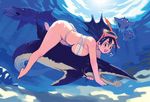  bandage bandages blush breast_press breasts fish goggles huge_breasts nomura_ryouji ocean see-through see_through smile snorkel swathe swimming underwater water 