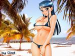  beach bikini blush breasts cleavage micro_bikini minazuki_karen nipples precure pretty_cure simple_background swimsuit yes!_precure_5 yes!_pretty_cure_5 