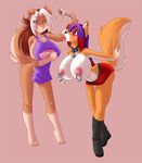  abstract_background animal_ears anthro apron baking barefoot bent_over big_breasts birthmark black_nose blue_eyes blush boots bowl breasts brown_body brown_fur brown_hair canine chromatic_background clothed clothing collar collar_tag cooking countershading couple dog door_knockers duo eating eye_contact feet female food fox fur furry fyxe hair huge_breasts husky hybrid lesbian long_hair mammal markings miniskirt mixing_bowl multicolor_fur naked_apron nipple_piercing nipples open_mouth orange_body orange_fur paws peaches_collisky piercing pink_nose pose purple_eyes purple_hair red_hair seductive shoes simple_background skimpy skirt smile socks_(marking) spazzy spazzykoneko spiked_collar standing tail tiptoes toes tongue tongue_out topless two_tone_fur two_tone_hair white_belly white_hair wide_hips 