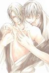  2boys bleach blonde_hair grey_hair ichimaru_gin kira_izuru multiple_boys yaoi 