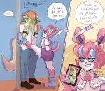  anthro arcanine blackmail blush comic duo eeveelution generation_1_pokemon generation_6_pokemon generation_9_pokemon girly hi_res horny_imp male male/male nintendo pokemon pokemon_(species) sprigatito sylveon symon_(horny_imp) video_games 