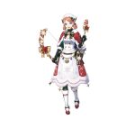  1girl annette_fantine_dominic aqua_eyes arrow_(projectile) bandana blue_eyes boots bow_(weapon) breasts candy candy_cane cape cleavage dress fire_emblem fire_emblem:_three_houses fire_emblem_heroes fire_emblem_warriors:_three_hopes food gloves hair_rings holding holding_arrow holding_candy holding_candy_cane holding_food looking_at_viewer official_alternate_costume official_alternate_hairstyle official_art open_mouth orange_hair red_cape small_breasts smile solo weapon white_dress 