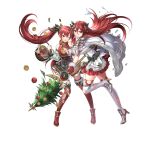  2girls antlers apple armor bangs basket boots breastplate breasts christmas_tree christmas_wreath cordelia_(fire_emblem) detached_sleeves fake_antlers fire_emblem fire_emblem_awakening fire_emblem_fates fire_emblem_heroes food frilled_skirt frills fruit garter_straps green_ribbon hair_ornament holding holding_basket holding_polearm holding_weapon long_hair mistletoe_hair_ornament mother_and_daughter multiple_girls official_alternate_costume official_art one_eye_closed polearm protecting red_eyes red_hair reindeer_antlers ribbon selena_(fire_emblem_fates) shoulder_armor skirt small_breasts thigh_boots thighhighs thighs torn_clothes twintails v-shaped_eyebrows very_long_hair weapon 