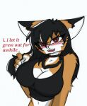  anthro big_breasts black_hair blush breasts choker cleavage clothed clothing english_text fan_character female hair jewelry maxine_boulevard necklace pace-maker shirt solo tank_top text tomboy topwear 