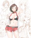  5girls armpits bare_shoulders bikini black_hair boxing_gloves breasts character_request choker conto gloves grappling_gloves highres hinomoto_reiko kazama_asuka large_breasts long_hair midriff multiple_girls panties red_bikini red_choker red_gloves red_shorts rumble_roses short_hair short_shorts shorts skindentation smile swimsuit tekken thighs translation_request underwear 