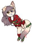  alpha_channel alyx_(alyxalyx) animated anthro blue_eyes bottomless bow_ribbon christmas christmas_clothing christmas_sweater christmas_topwear clothed clothing domestic_cat ear_piercing eyelashes felid feline felis female folded_ears footwear hair heterochromia holidays industrial_piercing inner_ear_fluff leaning leaning_forward lilyfie long_hair mammal piercing pink_nose purple_hair red_clothing red_sweater red_topwear simple_background socks solo standing string_lights sweater topwear transparent_background tuft yellow_eyes 