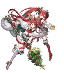  2girls animal_ears apple armor bangs bare_shoulders boots chachie christmas_ornaments cordelia_(fire_emblem) deer_antlers deer_ears fake_animal_ears fake_horns fire_emblem fire_emblem_awakening fire_emblem_fates fire_emblem_heroes food fruit full_body fur_trim gloves gold_trim highres holding holding_food horns leg_up long_hair looking_away multiple_girls non-web_source official_art red_eyes red_hair selena_(fire_emblem_fates) shiny shiny_hair skirt sleeveless thigh_boots thighhighs transparent_background twintails zettai_ryouiki 