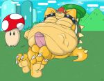  abdominal_bulge after_vore anthro balls bowser erection genitals hair hi_res huttsergreywolf koopa male mario_bros muscular muscular_male nintendo penis red_hair reptile rumbling_stomach scalie solo turtle video_games vore 