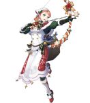  1girl annette_fantine_dominic arrow_(projectile) bangs blue_eyes boots bow_(weapon) braid breasts capeles capelet dress elbow_gloves fire_emblem fire_emblem:_three_houses fire_emblem_heroes full_body fur_trim gloves highres holding holding_bow_(weapon) holding_weapon kiyu_(zuyu) knee_boots light_smile long_sleeves looking_away medium_breasts non-web_source official_art open_mouth orange_hair pom_pom_(clothes) shiny shiny_hair solo teeth transparent_background twin_braids twintails upper_teeth weapon 